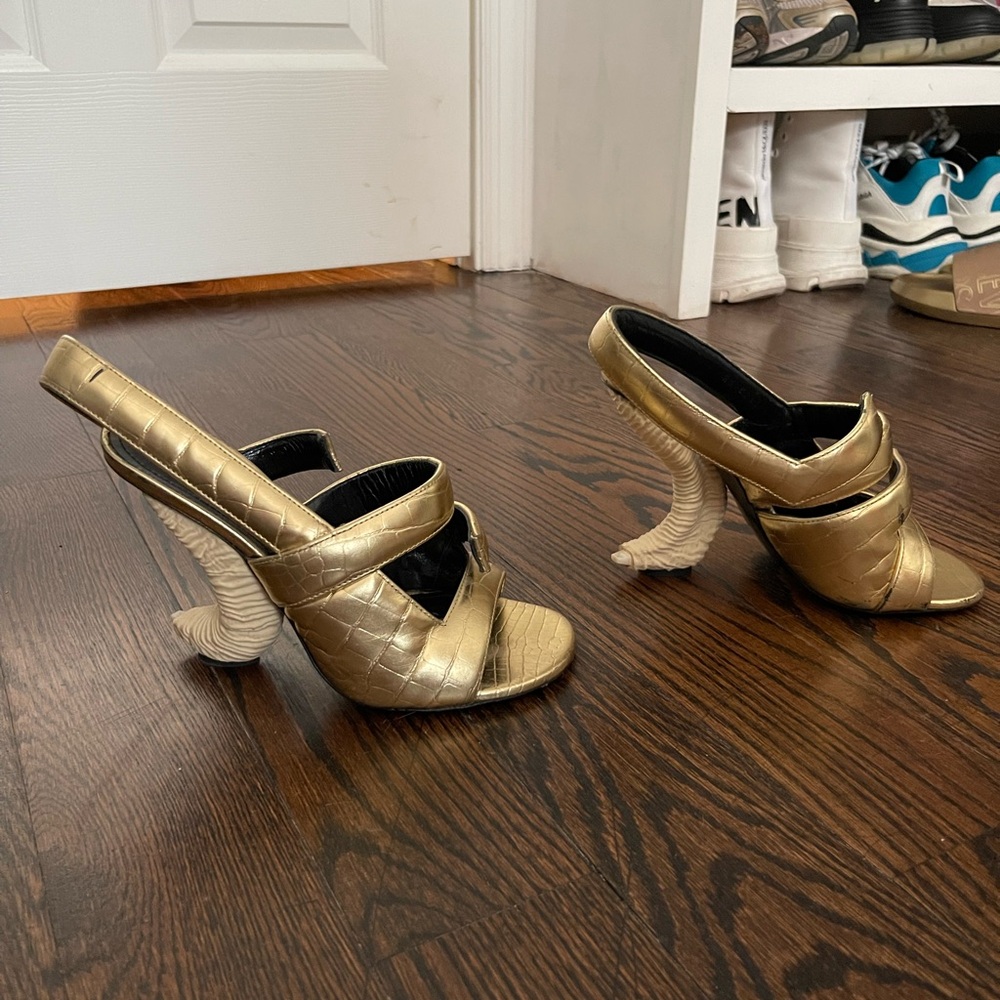 Givenchy Gold Croc-Embossed Heels
